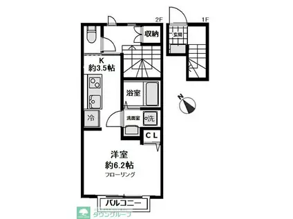 エスペラントI(1K/2階)の間取り写真