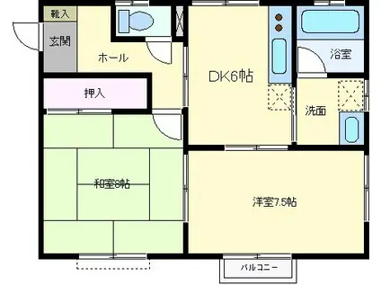 マリオスサイドA(2DK/2階)の間取り写真