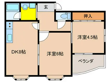 カメリア俊徳町(2DK/1階)の間取り写真