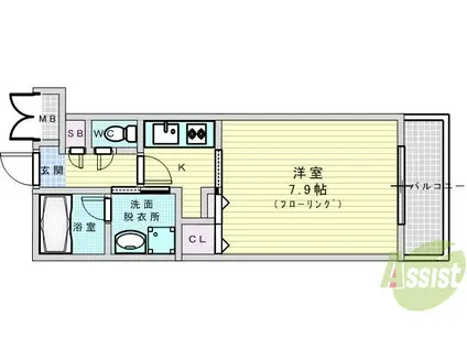 グランシス江坂(1K/8階)の間取り写真