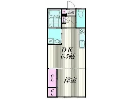 クレオンパテラ大森(1DK/2階)の間取り写真