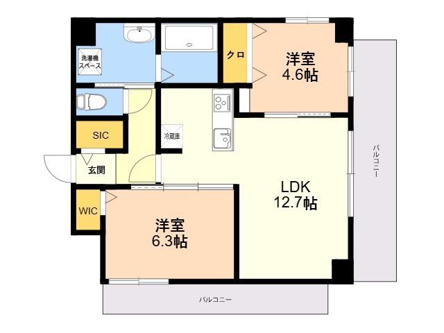 MODERN ASPIRATION 博多 CREST(2LDK/6階)の間取り写真