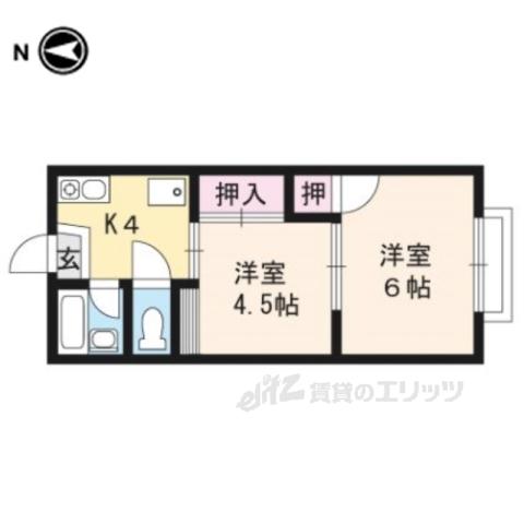 竹殿ハイツ(2K/2階)の間取り写真