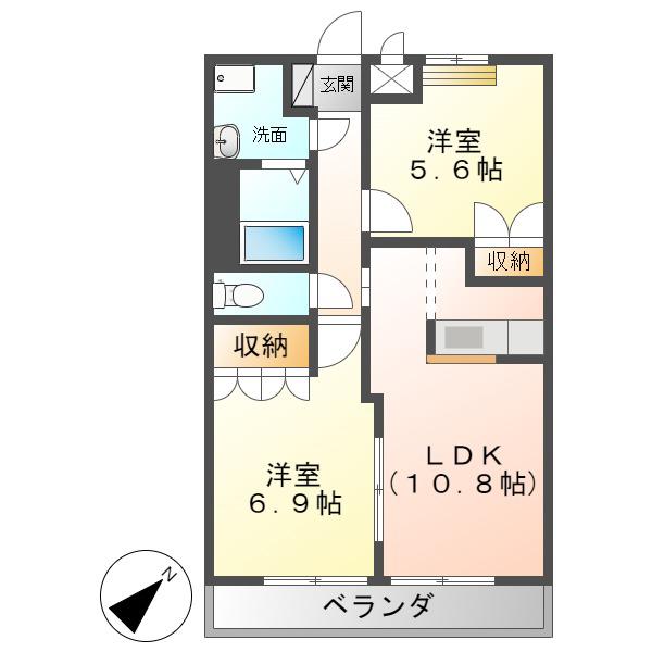 ルアール(2LDK/2階)の間取り写真