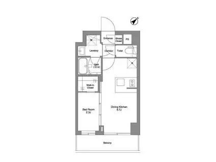 BPRレジデンスMOTOMACHI BAY SIDE(1DK/3階)の間取り写真