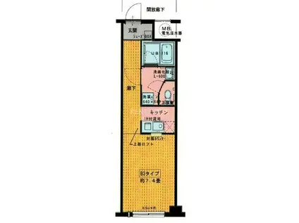 グランディエビス(1K/3階)の間取り写真