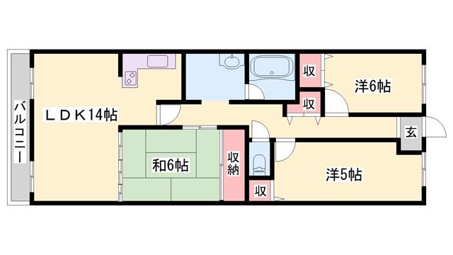 サンシティ本荘弐番館(3LDK/7階)の間取り写真