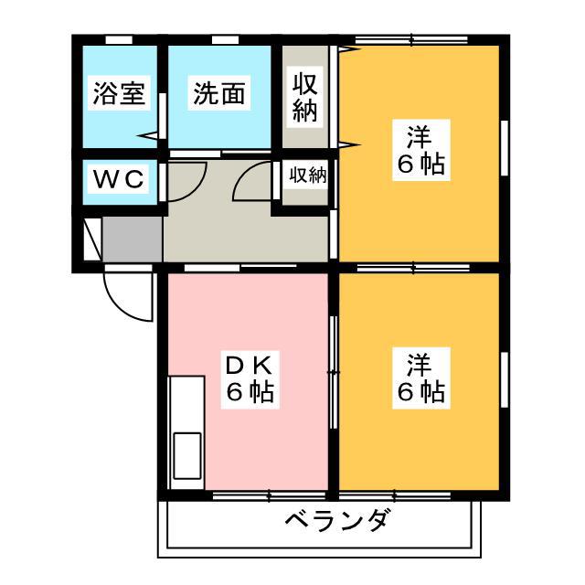 シリウス(2DK/2階)の間取り写真