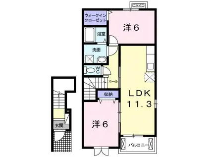 メゾンセルバン(2LDK/2階)の間取り写真