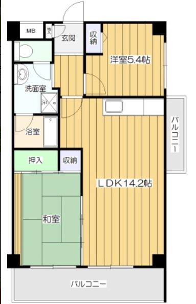 RA長門石(2LDK/2階)の間取り写真