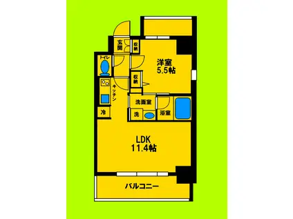 エスレジデンス江坂エミネンス(1LDK/3階)の間取り写真