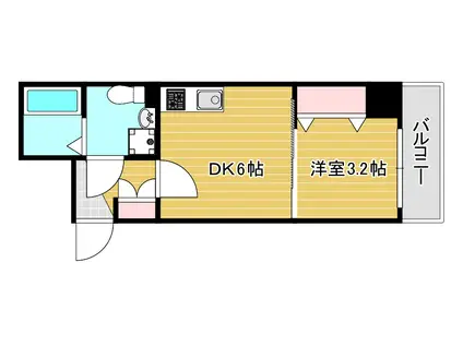 ロータリーコーポ東高津(1DK/3階)の間取り写真