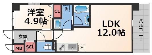 プラウディア今里(1LDK/5階)の間取り写真