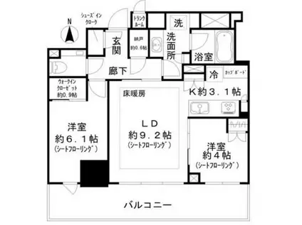 BRILLIA TOWER 池袋 ウエスト(2LDK/18階)の間取り写真