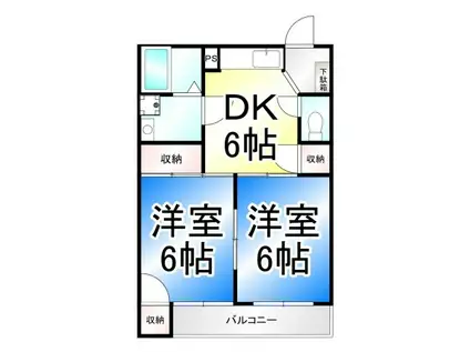 サンシティハイツ(2DK/2階)の間取り写真