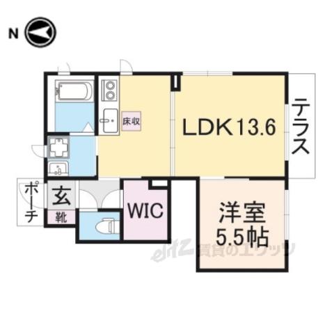 ラフィーネ三室参番館A(1LDK/1階)の間取り写真