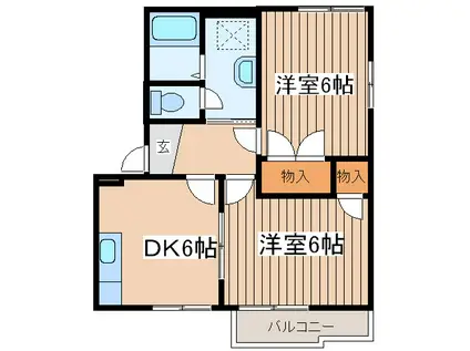 ソレイユ湘南I(2DK/1階)の間取り写真