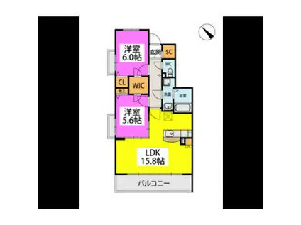 サンパーク戸原(2LDK/3階)の間取り写真