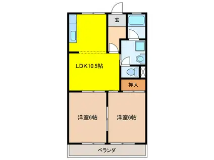 グリーンハイツA(2LDK/2階)の間取り写真