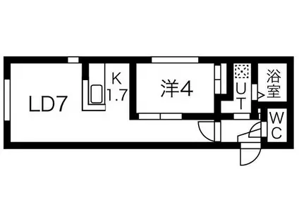 エヴァンスコート北円山(1LDK/4階)の間取り写真