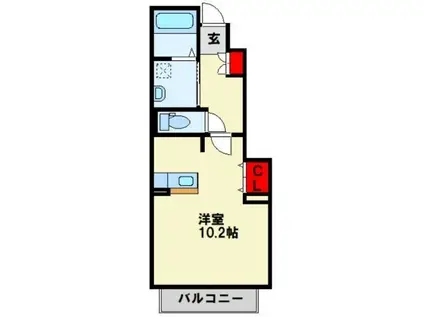 スプリング大浦(1K/1階)の間取り写真