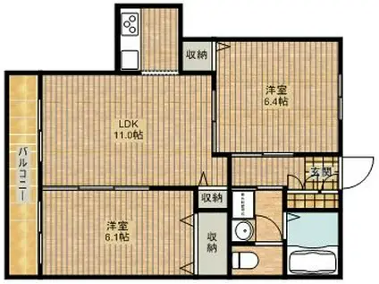 アトリエール(2LDK/1階)の間取り写真