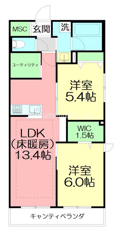 鵠沼桜が岡4丁目メゾン(2LDK/2階)の間取り写真