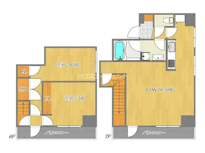 オルハレI(2LDK/6階)の間取り写真