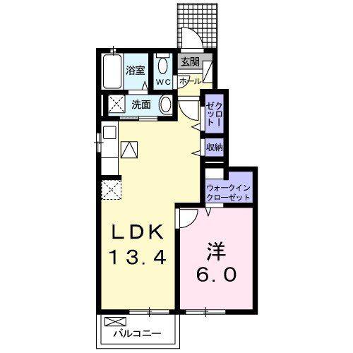 ガーデンプレイス(1LDK/1階)の間取り写真