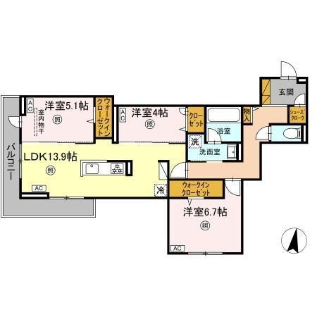 ベルニー太田(3LDK/2階)の間取り写真