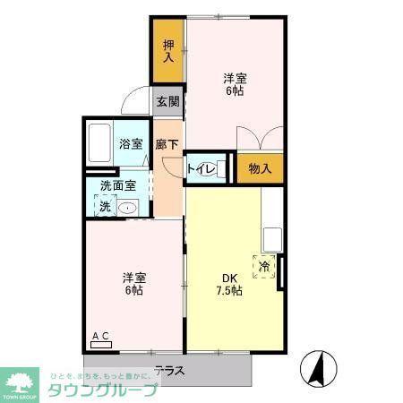 カネダイハウス3(2DK/1階)の間取り写真