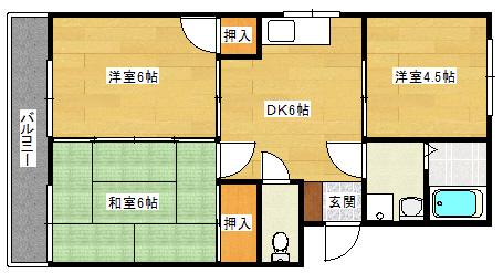 久保ビル(3DK/2階)の間取り写真