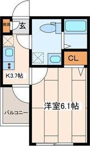 WITH PLACEさがみ野(1K/2階)の間取り写真