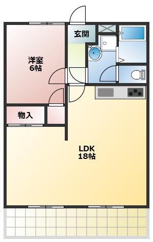 ウインズ壱番館(1LDK/1階)の間取り写真