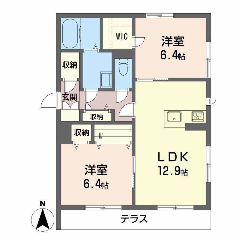 ベレオクシモト(2LDK/1階)の間取り写真