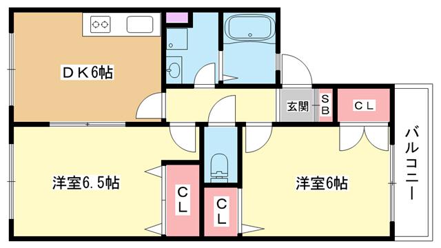 ファミーユ辰巳C棟(2DK/2階)の間取り写真
