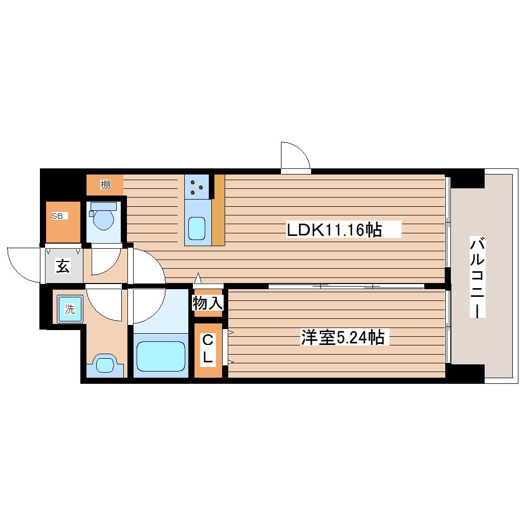 MTIマンション仙台卸町(1LDK/5階)の間取り写真
