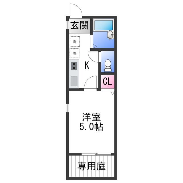 TJ井田(1K/1階)の間取り写真