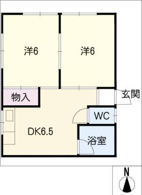 メゾン巾(2DK/2階)の間取り写真