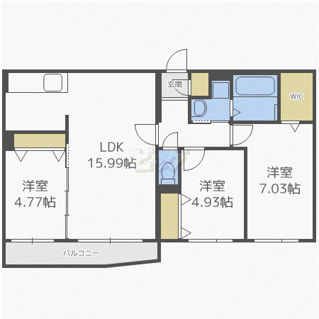 グランドサクセス中央通(3LDK/2階)の間取り写真