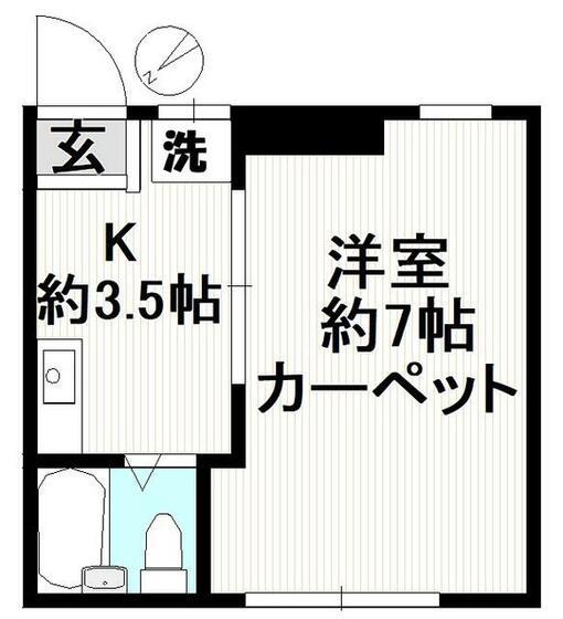 メゾンコモド江戸川橋(1K/1階)の間取り写真