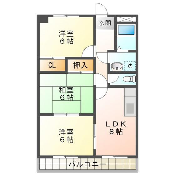 エレガントレーベンB(3LDK/1階)の間取り写真
