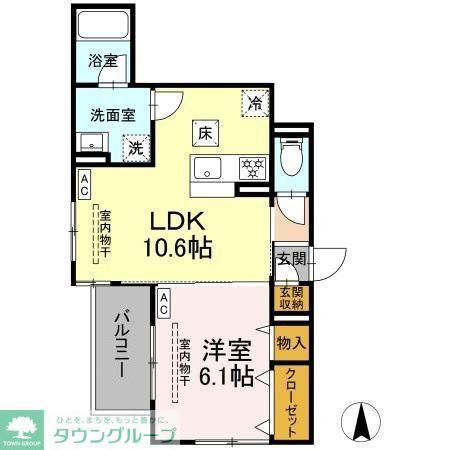 パラディーゾ湘南(1LDK/1階)の間取り写真
