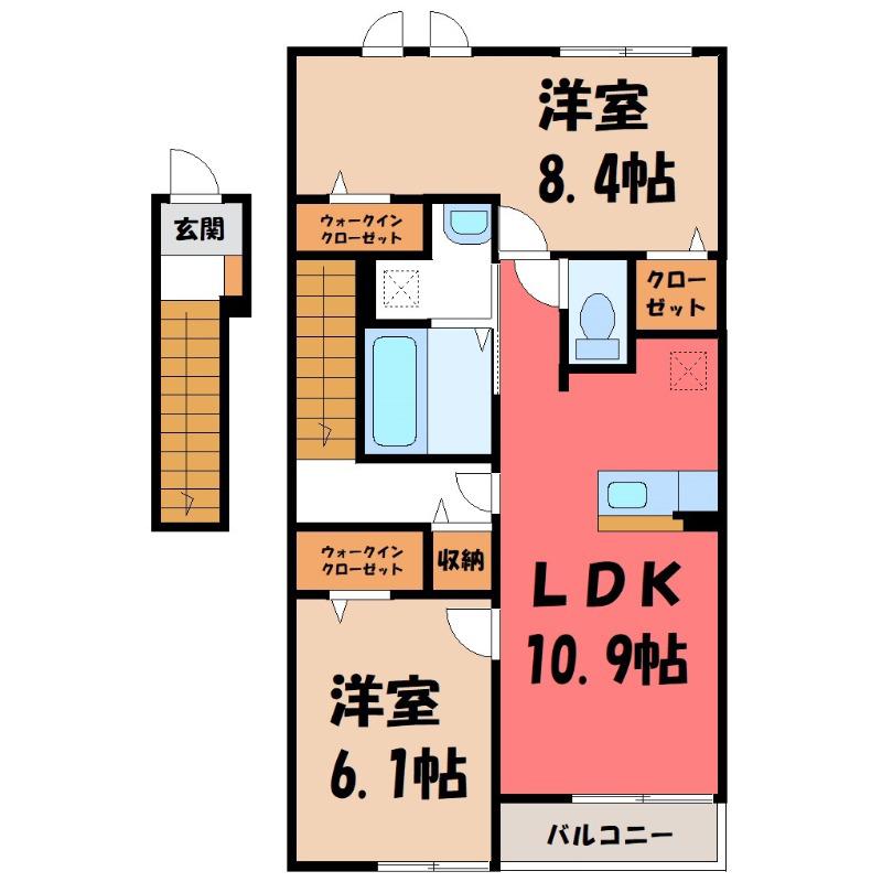 クリスタル パレス(2LDK/2階)の間取り写真