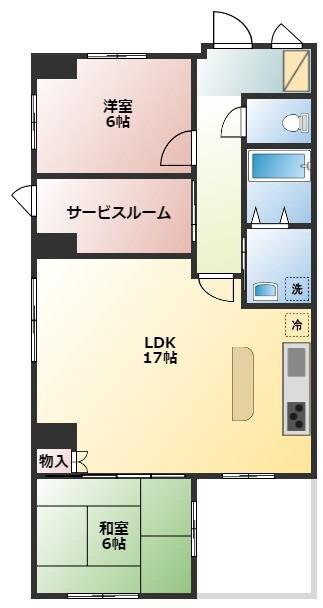 山則ビル(2SLDK/2階)の間取り写真