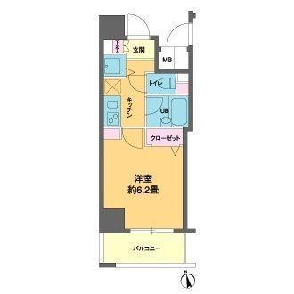 カスタリア新富町III(1K/8階)の間取り写真
