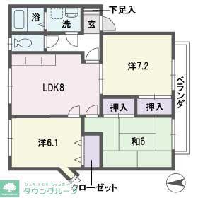 レピュート柴田(3LDK/1階)の間取り写真