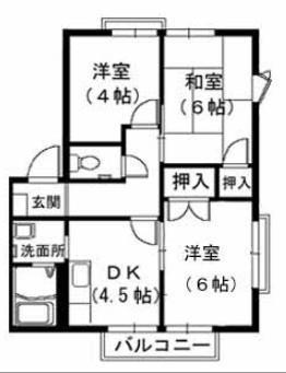 フレグランス阿賀南 D棟(3K/2階)の間取り写真