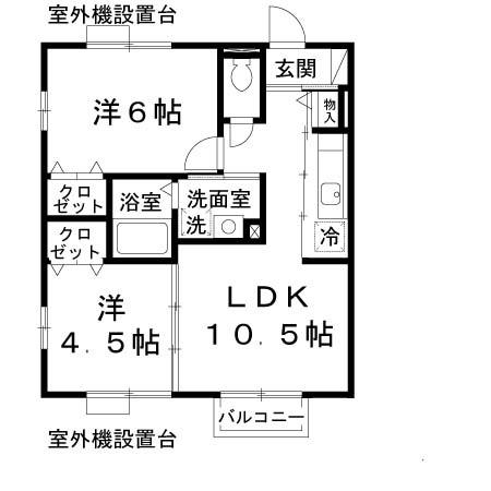 グランコントゥール C棟(2LDK/2階)の間取り写真