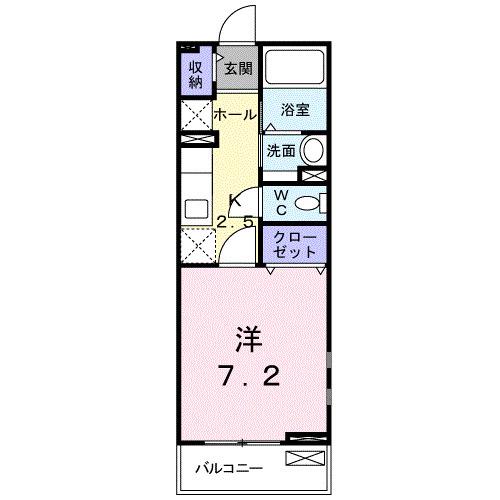 ルピエ紀三井寺(1K/2階)の間取り写真